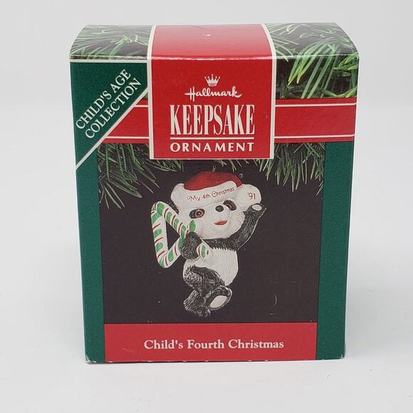1991 Hallmark Child’s Fourth Christmas Handcrafted Keepsake Holiday Ornament - Picture 1 of 8